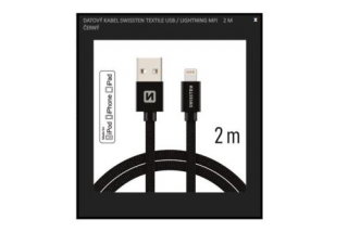 Swissten Datovy kabel Iphone textil USB/Lightning MFi 2m cierny