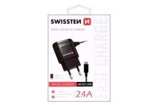 Swissten Sietova nabijacka micro USB 2,4A power cierna