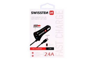 Swissten CL Autonabijacka micro USB a USB 2,4A power